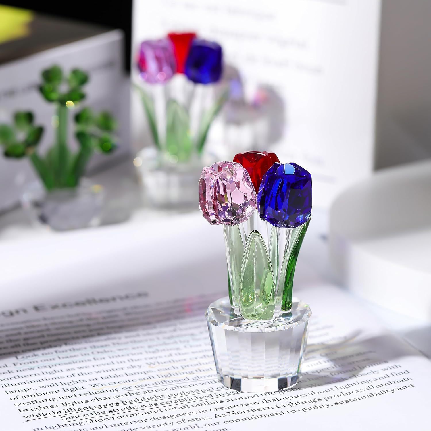 Picture of Cross-Border Best-Selling Tulip Crystal Crafts Ornaments Manufacturers Wholesale Home Living Room Desktop Flower Decoration