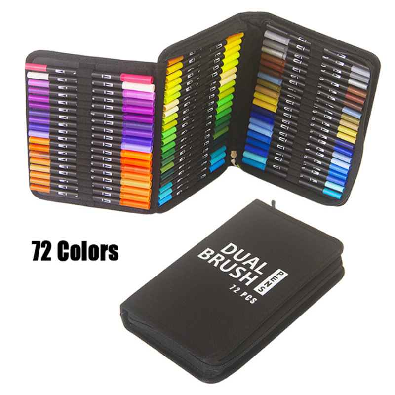 Black Rod Double Head Water-based Marker 120 Color Soft Head Color Watercolor Pen Art Student Painting Coloring Gift Set