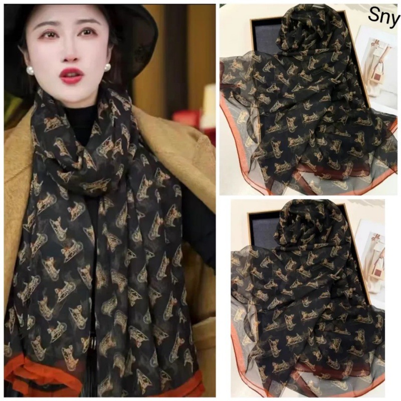 Picture of Spring and Summer New Soft Yarn Sunscreen Shawl Summer Thin Imitation Silk Long Silk Scarf Fashion Printed Flower Scarf