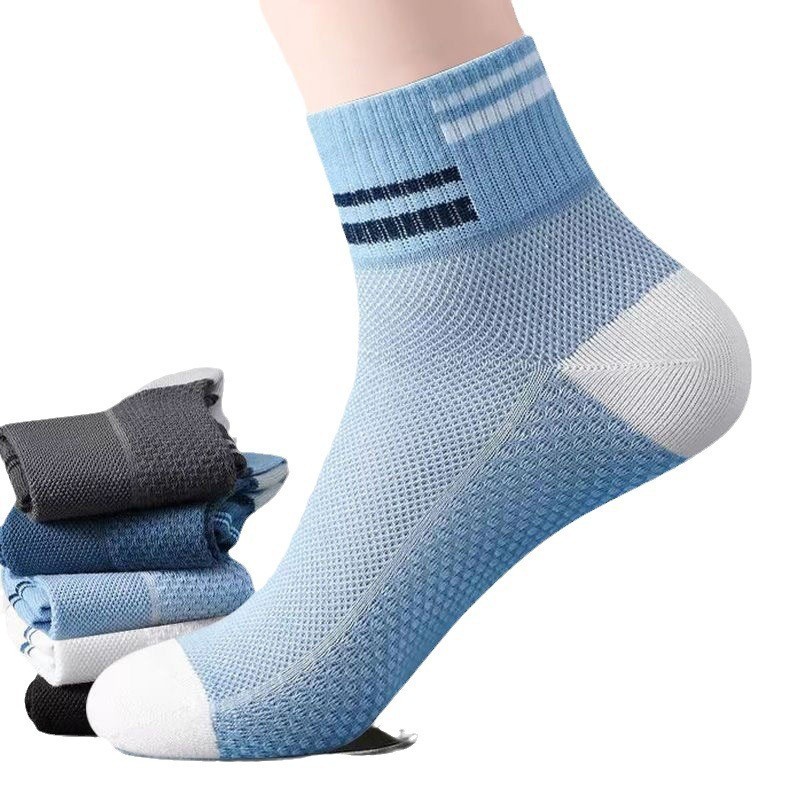 [10 Pairs] Summer Mesh Men's Mid-Calf Socks Trendy Breathable Sweat-Absorbent Sports Long Socks Y164