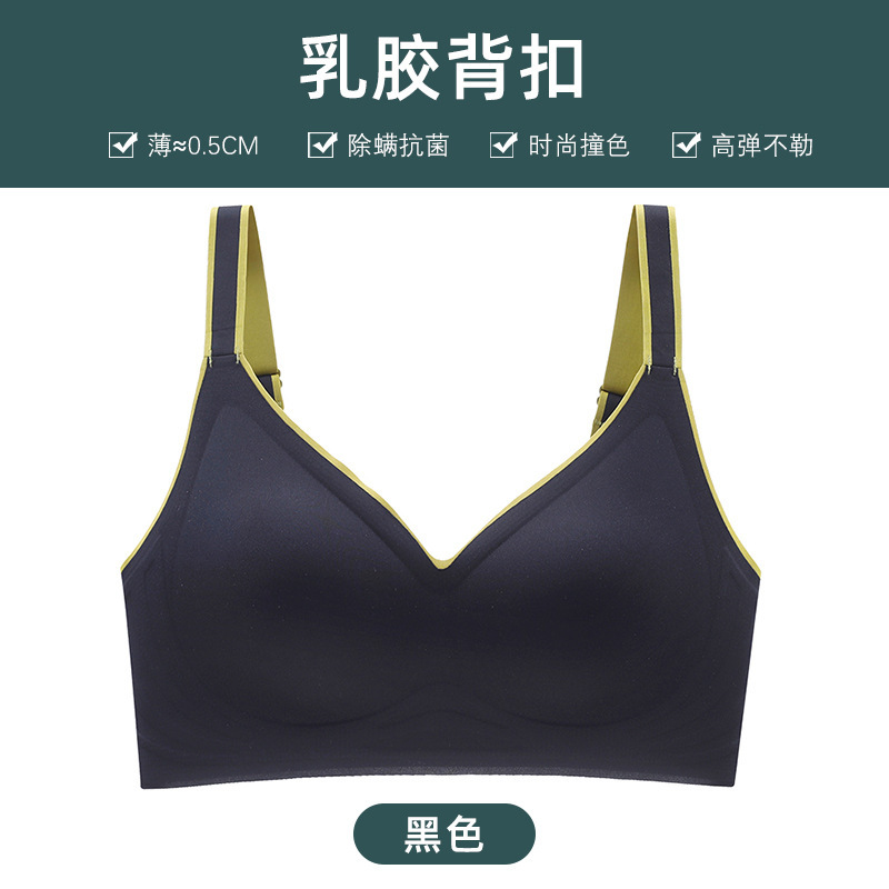 Picture of Latex Seamless Contrast Color Gradient Jelly Underwear Women's Small Chest Push-Up Adjustable Sports Bra
