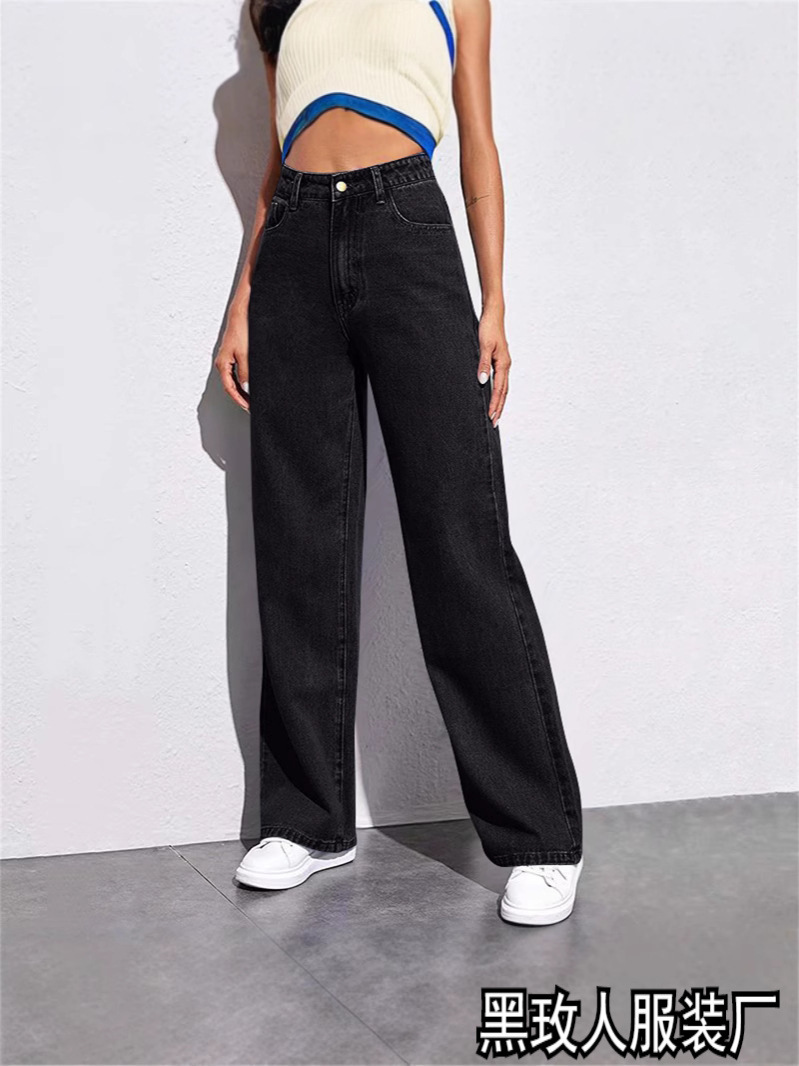 Cross-Border Women's Clothing 2025 Export Amazon Ebay European and American Summer New Casual Loose Straight High-Waisted Jeans