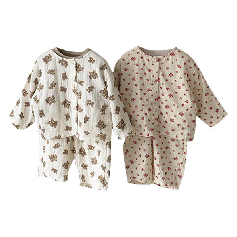 Baby Underwear suit South Korea Small Floral Children's Pajamas Baby Home Clothes Boys and Girls Children Autumn Two-piece Set