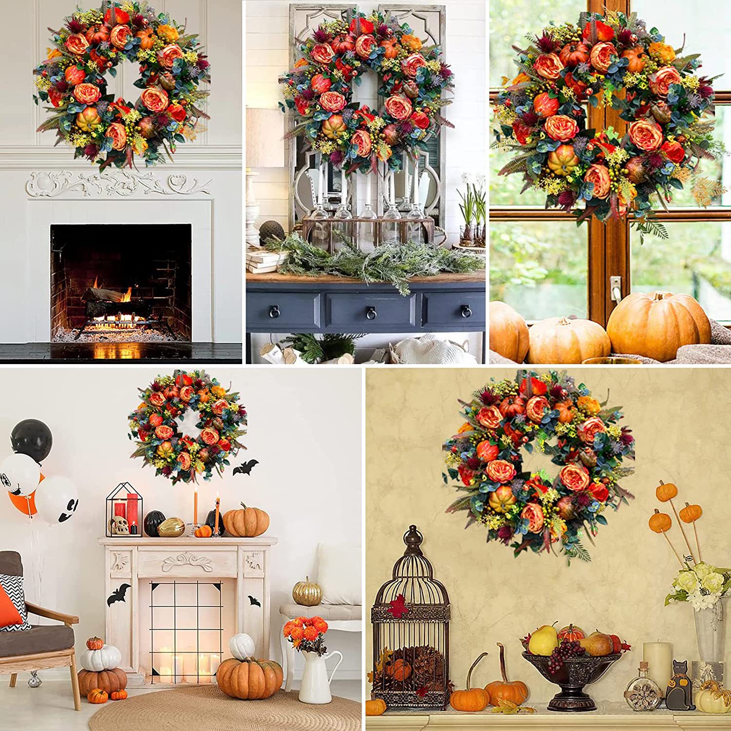 Picture of Thanksgiving Garland Christmas Halloween Decoration Garland Autumn Harvest Garland Pumpkin Rattan Door Hanging Spot