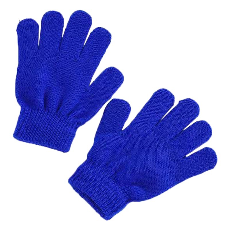 Children's gloves autumn and winter solid color all-finger knitted warm boys and girls ski gloves etiquette gloves manufacturers sell