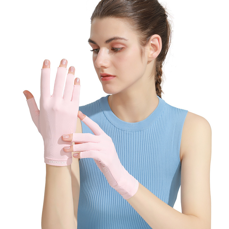 Picture of Gloves Half-finger Summer Anti-ultraviolet Nail Art Women's Outdoor Riding Ice Silk Driving Gloves Thin Ice Cool Breathable Plastic Dip Gloves