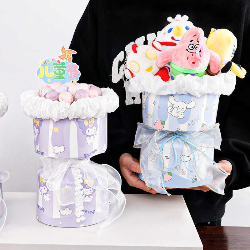 61 Children's Day Cartoon Flower Blossom Stereotype Lollipop Flower Wrapping Paper Semi-finished Flower Shell 61 Pack Flower Material