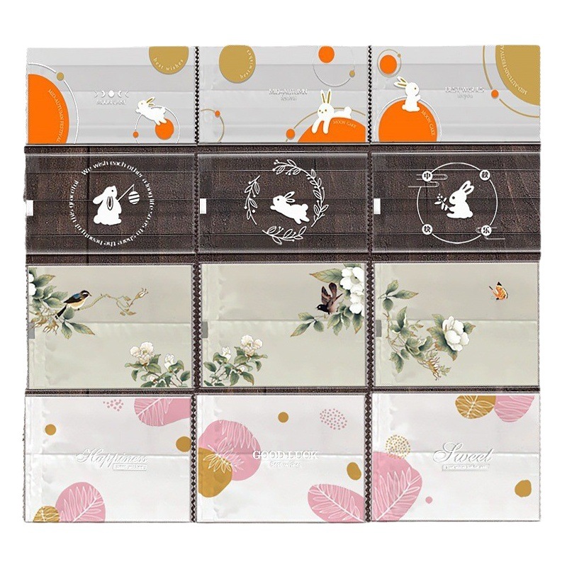 2024 New Transparent Flow Heart Moon Cake Packaging Bag Egg Yolk Crisp Machine Seal Bag Cantonese Ice Crust Moon Cake Bag 50-100g