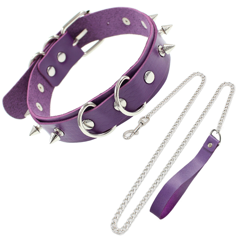 Picture of European and American Exaggerated Adult Sex Products Rivet Collar Flirting Necklace Neck Neck Set Dog Slave Special Traction Rope Set
