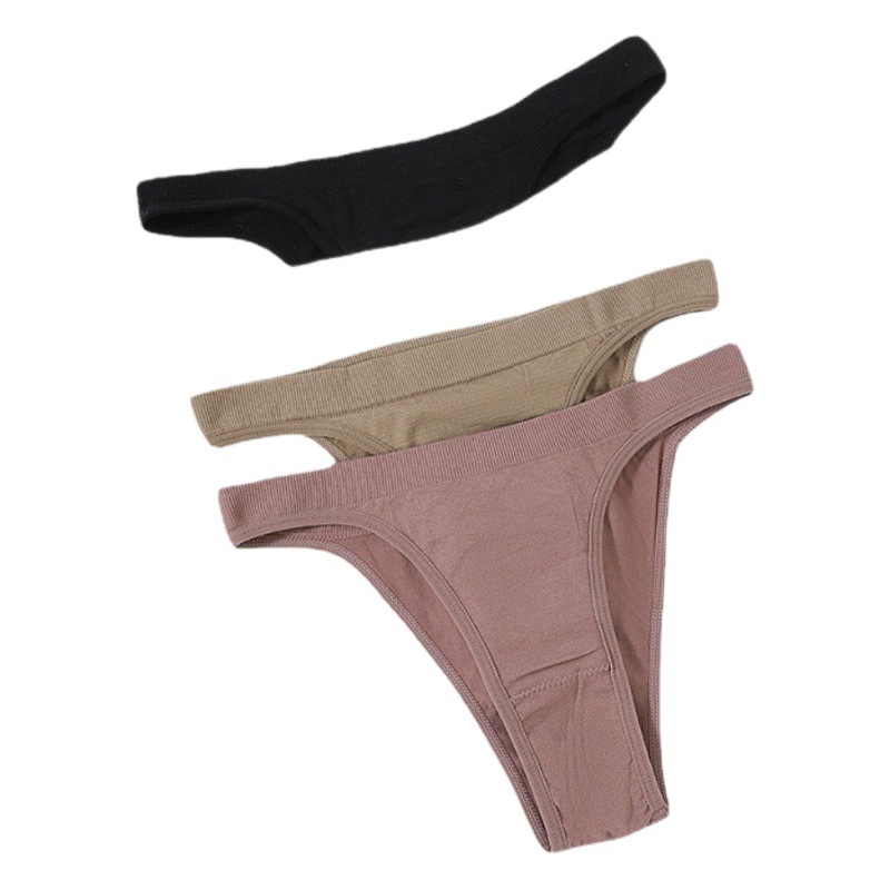 Cross-border Sports Thong Large Size Seamless Sexy Elastic T-string Women's Seamless Solid Color Comfortable Low Waist Underwear Head