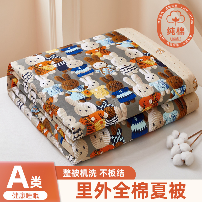Picture of Class A Mother and Infant Grade Xinjiang Cotton Summer Cool Quilt Household Cotton Machine Washable Air-conditioning Quilt Summer Pure Cotton Single Thin Quilt