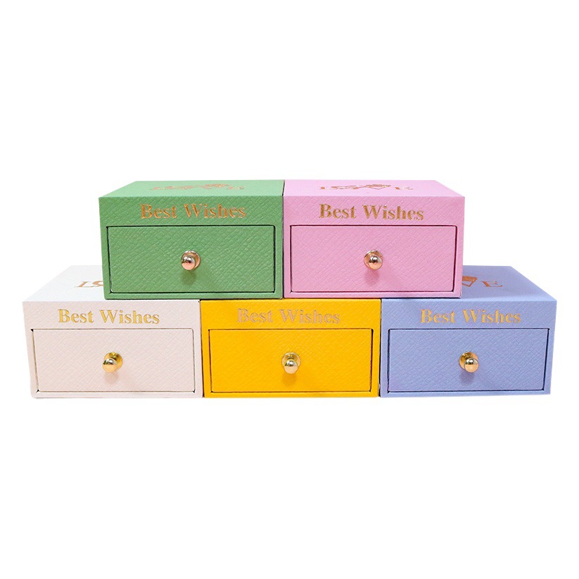 Creative New Rose Bronzing Drawer Box Macaron Jewelry Gift Box Earrings Ring Pendant Box Spot Wholesale