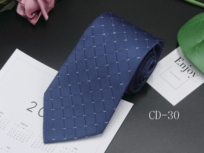 Picture of Manufacturer in stock men's business tie 8cm hand-punched professional formal wear interview striped tie men's Jacquard polyester silk