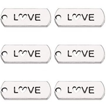 Rectangular letter alloy pendants can use rings to connect nylon ropes, chains, bracelets, key chains