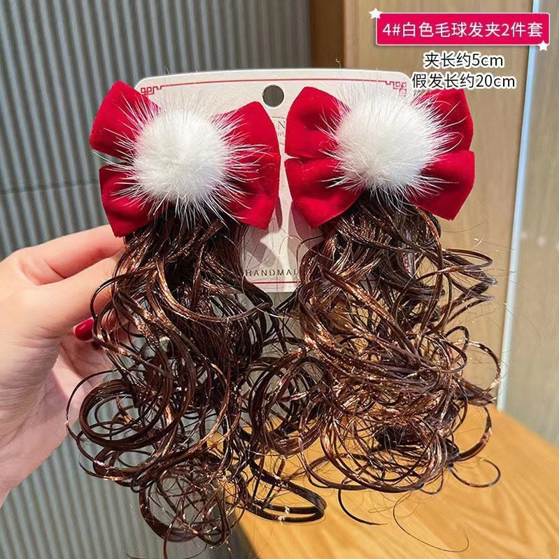 Picture of Children's Hairpin Headdress Little Girl Head Flower Cute Wig Braid Performance Bow Hairpin New Year's Eve Hair Accessories