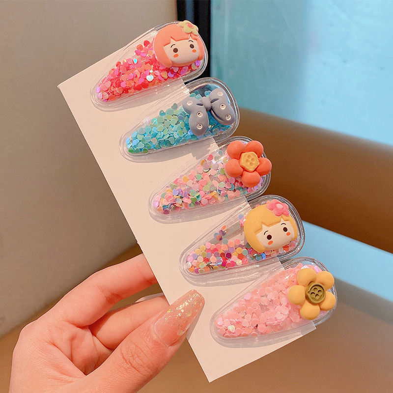 Picture of Children's Hairpin Girls' Headwear Side Side Bangs Clip Kids Baby's quicksand Clip Princess Cute Broken Hairpin bb Clip