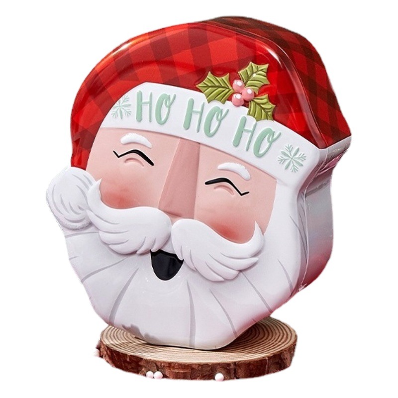 New Christmas Tinplate Box Cute Cartoon Children Snacks Candy Box Cookie Cracker Box Cocoa Crisp Box