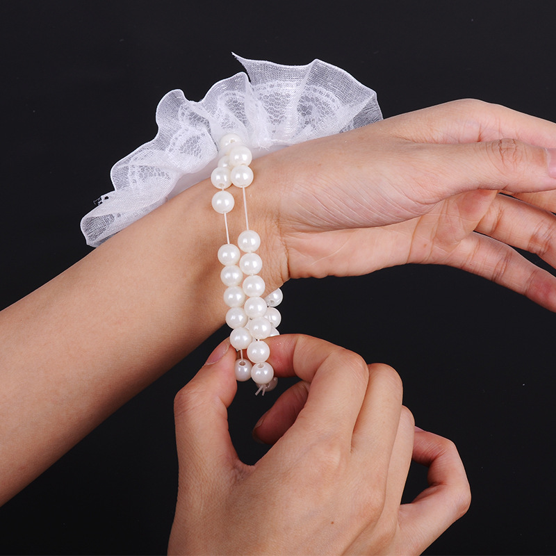 Picture of Handmade DIY accessories with beads wrist flower hand flower Pearl Flower bride hand flower accessories wedding wedding supplies
