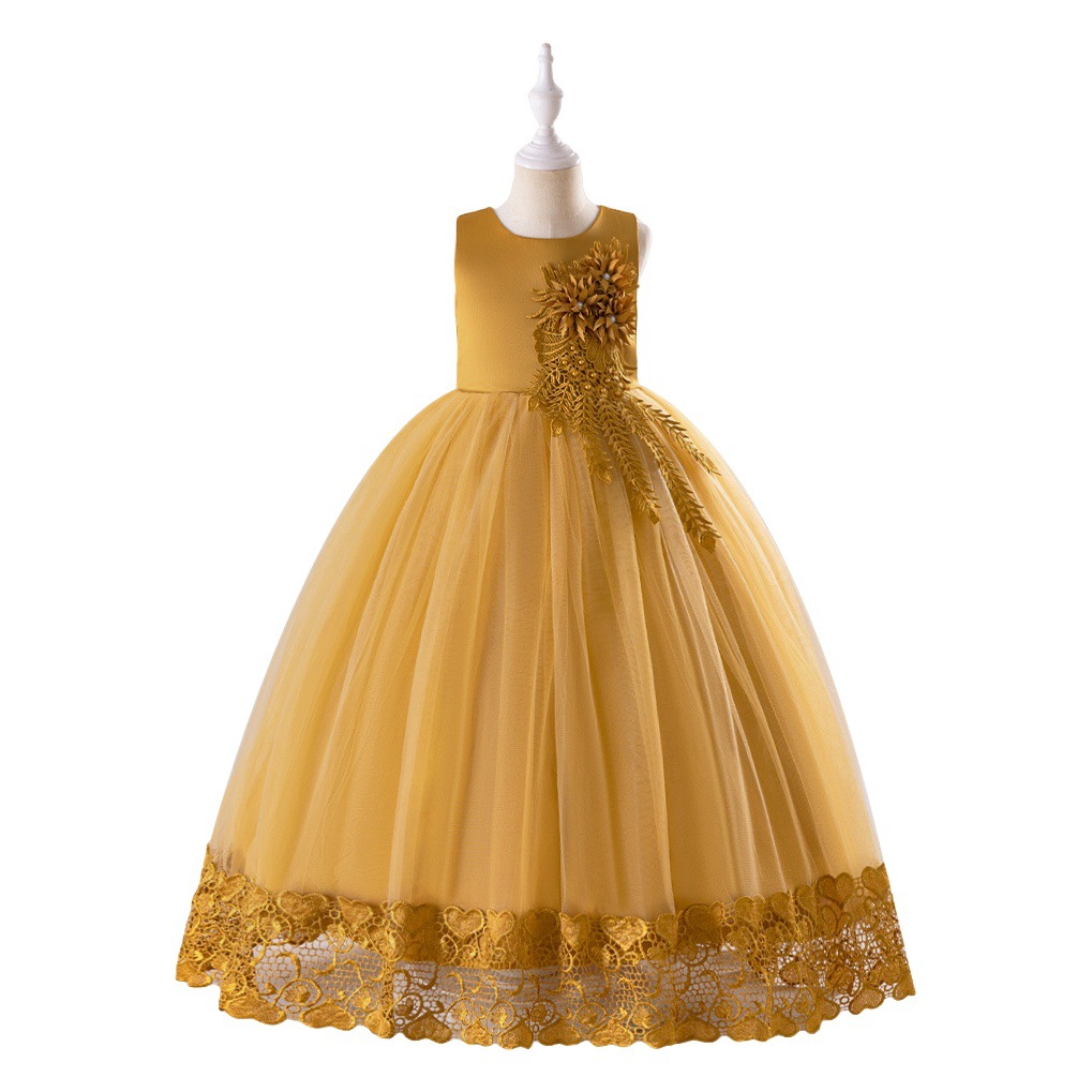 Picture of European and American New Children's Dress Long Flower Show Dress Princess Dress Flower Girls Dress Wedding Dress