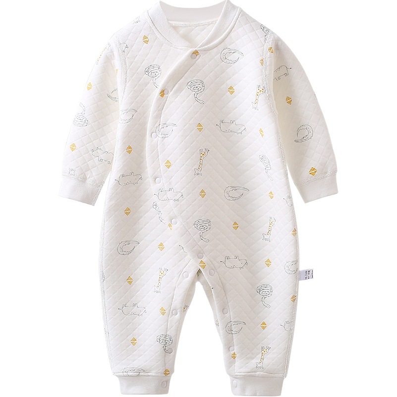 Baby Clothes Autumn Outfit Pure Cotton for Boys Aged 0-1 Year Old, Baby Jumpsuit Autumn and Winter Set, Padded Romper, Essential for Autumn and Winter