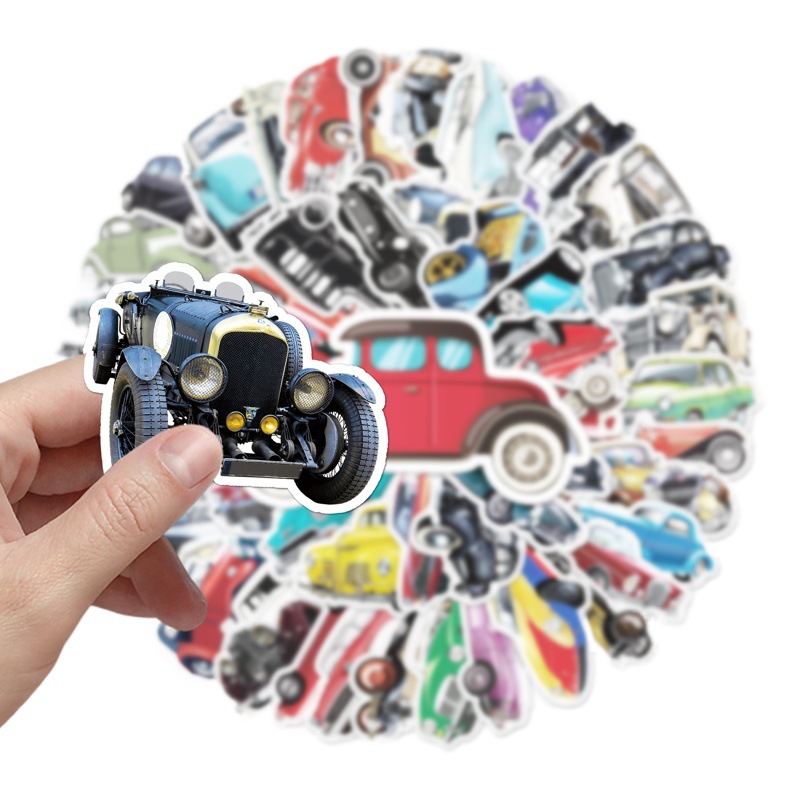 51 personalized nostalgic classic car cartoon graffiti stickers laptop scooter refrigerator foreign trade stickers