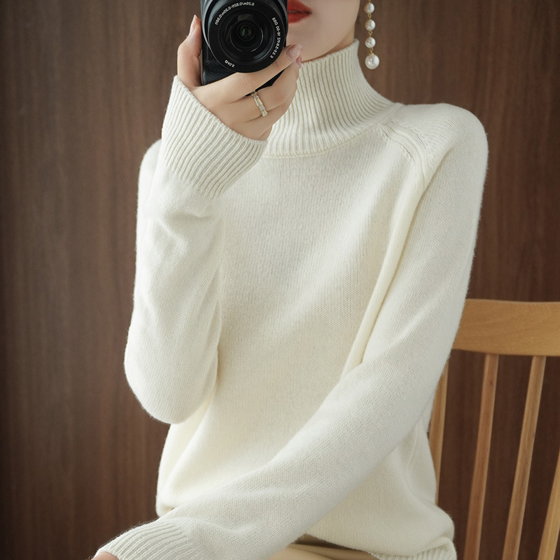 Picture of Stand Collar Sweater Women's Autumn and Winter New 2025 Thick Korean Style Women's Pure Color Pullover Loose Knitted Long-Sleeved Bottoming