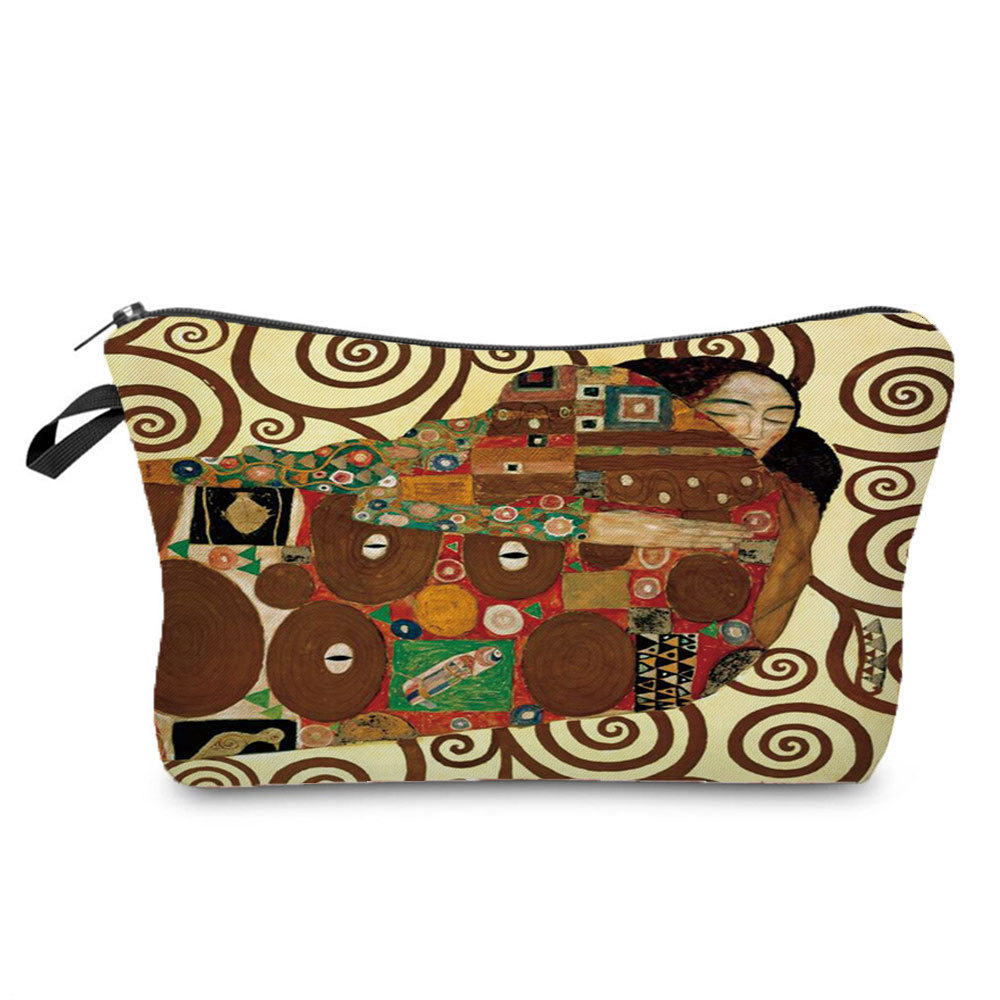 Picture of Personalized fashion cosmetics storage bag new goods wholesale golden oil painting printing cosmetic bag large capacity wash women's bag