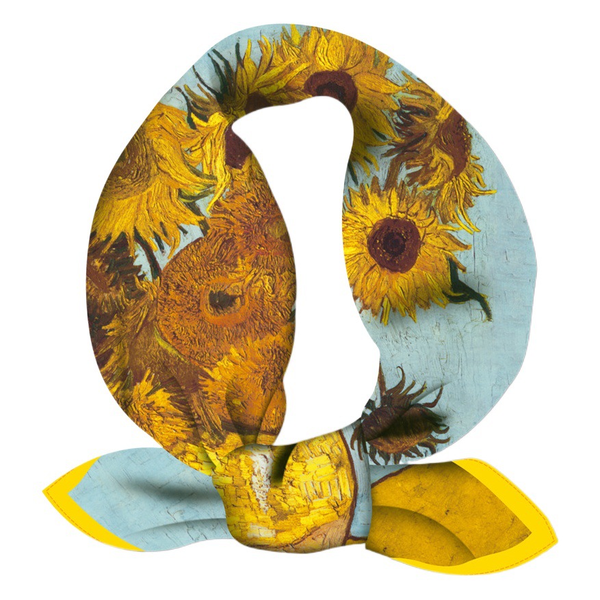Monet Van Gogh Oil Painting Series Small Square Scarf Scarf Women's Autumn and Winter European and American Fashion Decorative Thin Scarf