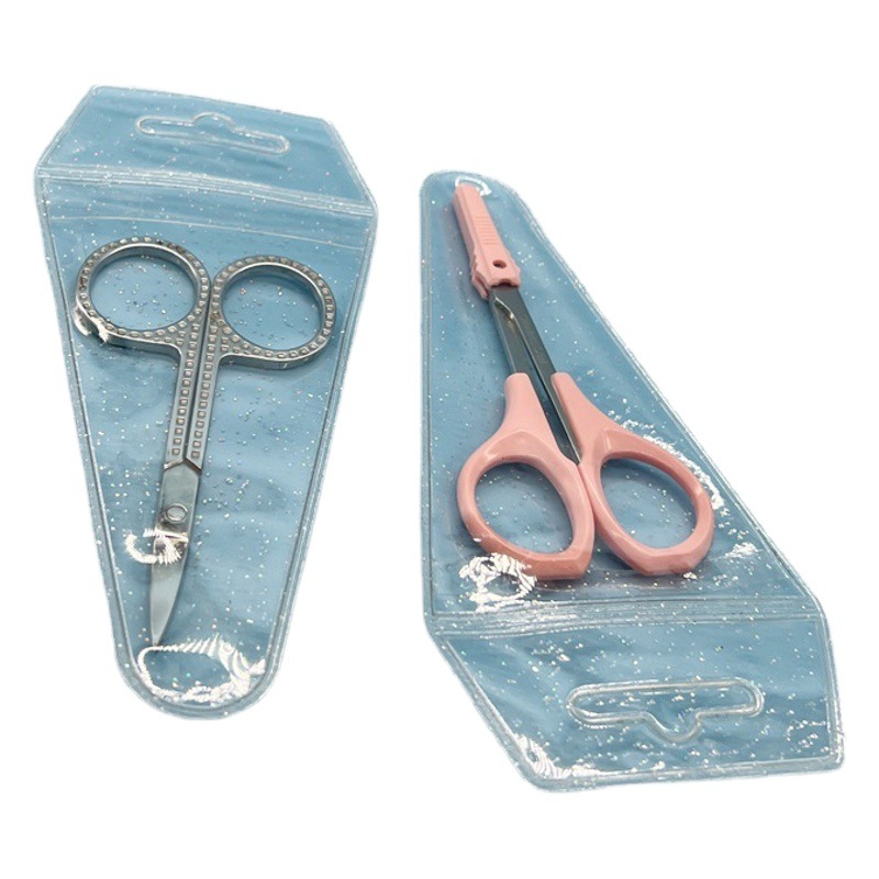 Manufacturer Wholesale Spot Eyebrow Scissors and Nose Hair Scissors Packaging Bags with Printable Logo Pvc Plastic Open Bags with Printed Logo Bags