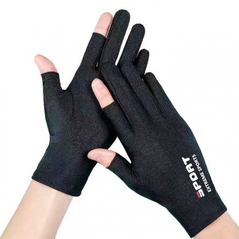 Picture of Gloves Men's and Women's Summer Open Finger Thin Ice Driving Leakage Two Finger Fishing Half Finger Riding Takeaway Rider Sports