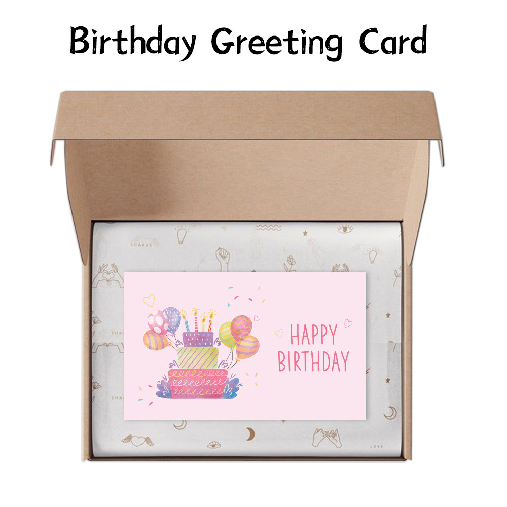 Amazon cross-border wholesale Happy birthday pink coated paper card Happy birthday gift card greeting card