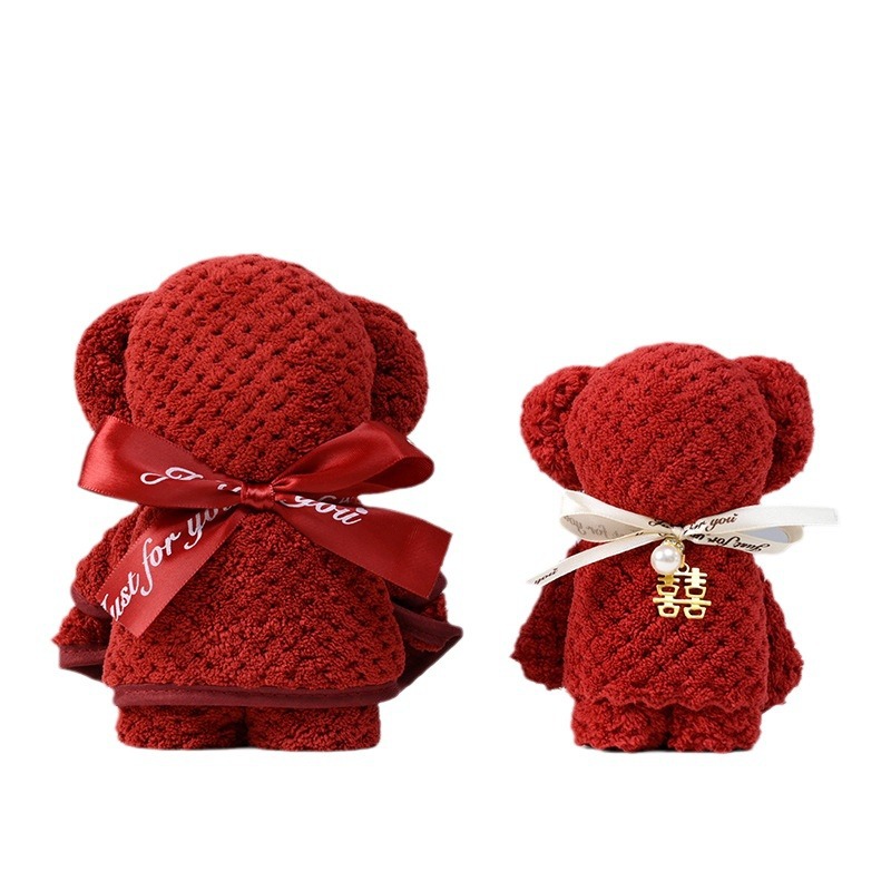 Picture of Bear Towel Wedding Accompanying Gift Big Happy Shop Small Square Towel Bridesmaid Return Gift Wedding Coral Fleece Towel