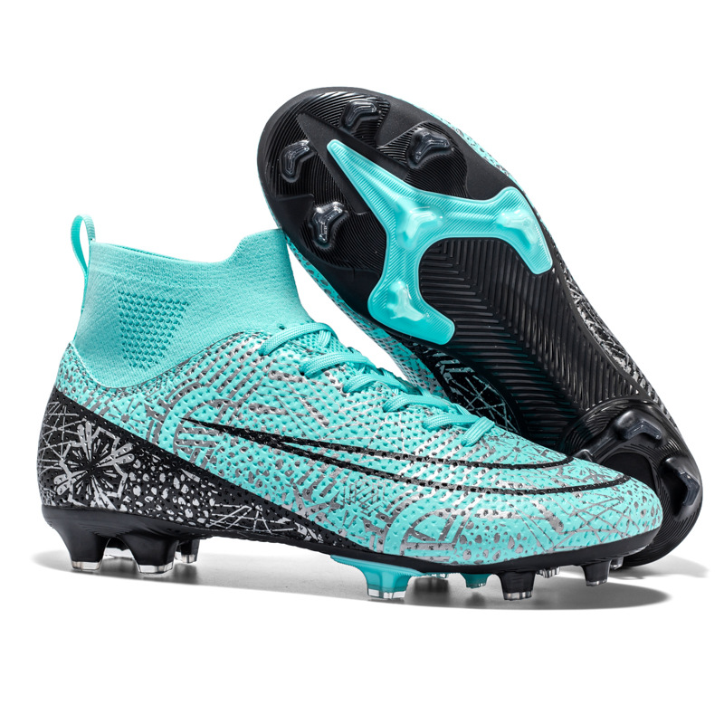 Picture of Cross-Border High-Top Adult Football Shoes for Men and Women Tf Broken Spikes Artificial Turf Ag Long Spikes Student Training Football Shoes Wholesale