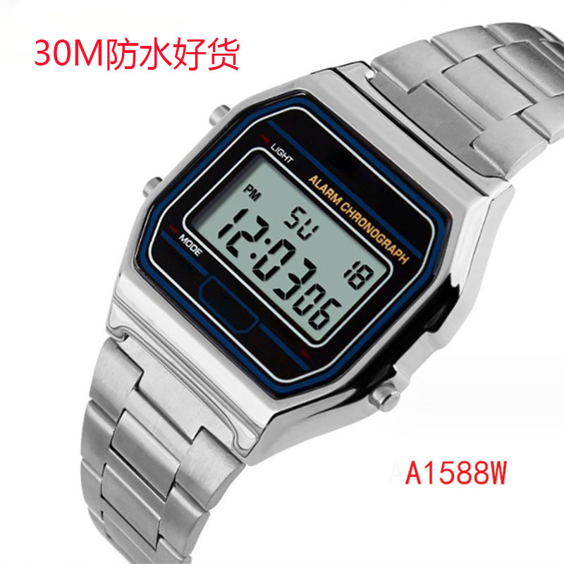 Cross-border waterproof electronic watch A158WF91WA159W retro small square electronic watch male and female students electronic watch