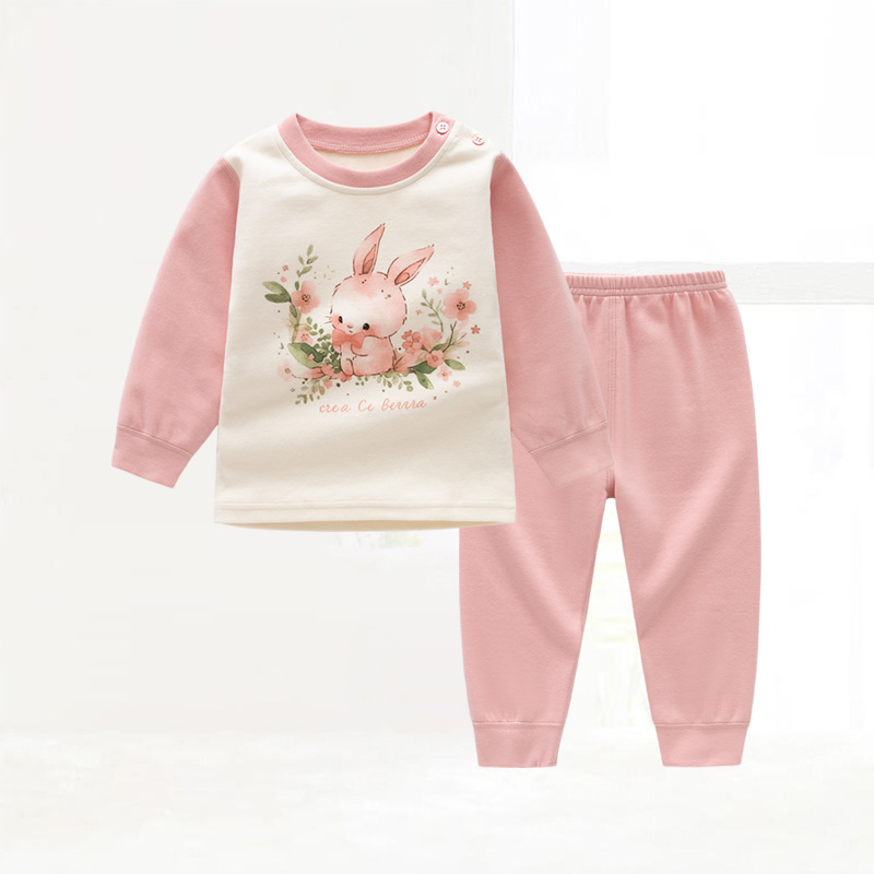 Picture of Children's autumn and winter Shu velvet Korean style clothing autumn clothes long pants boneless baby underwear home suit two pieces in stock