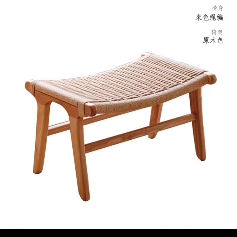 Picture of Nordic Solid Wood Single Sofa Chair Saddle Rattan Chair Balcony Leisure Hemp Rope Armrest Backrest Lazy Chair Outdoor
