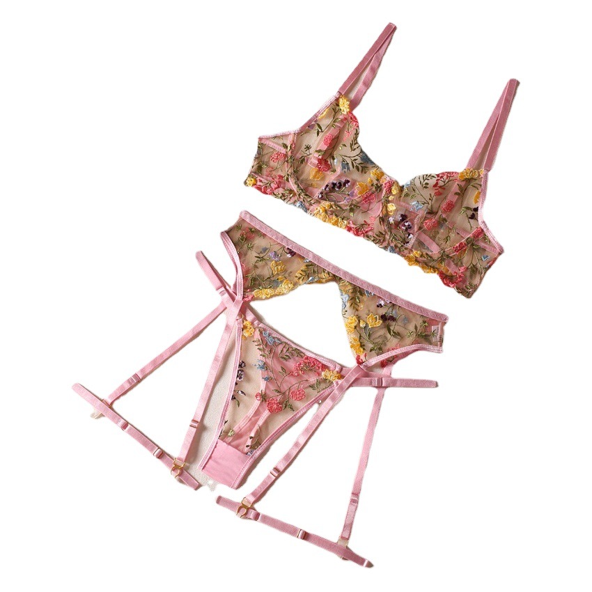 European and American Three-point Dew Milk Hollow Garter Belt Perspective Set Adjustable Sling Sexy Underwear Leg Rope Waist Rope Set