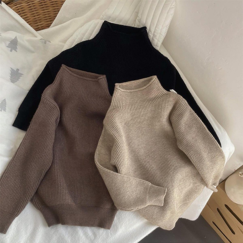 Picture of [in stock] South Korea children's baby half high collar solid color base shirt for boys and girls spring and autumn pullover new knitted