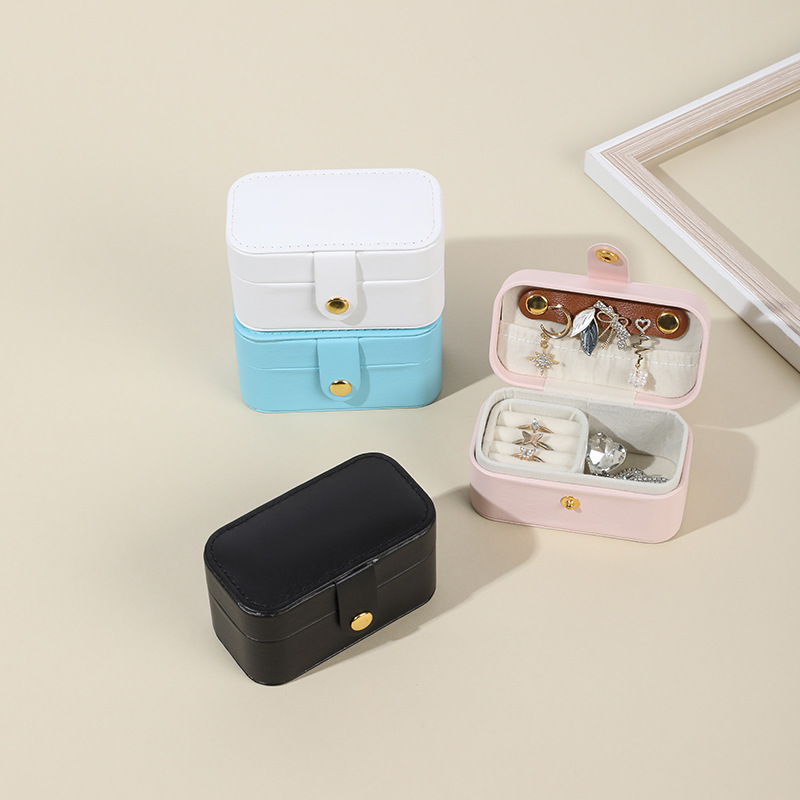 2024 New Mini Jewelry Box Travel Portable Jewelry Storage Box Snap Button Necklace Lipstick Gift Packaging Box
