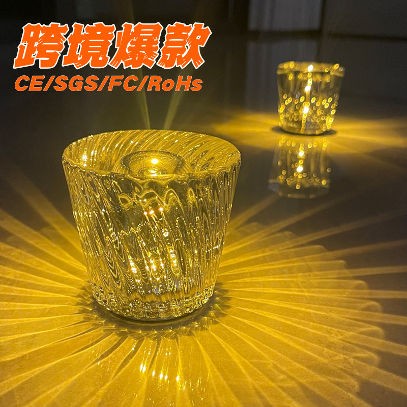 Crystal Table Lamp with a High-End Atmosphere, Light Luxury Bar, Amazon's Popular Cross-Border Exclusive Three-Tone Lighting