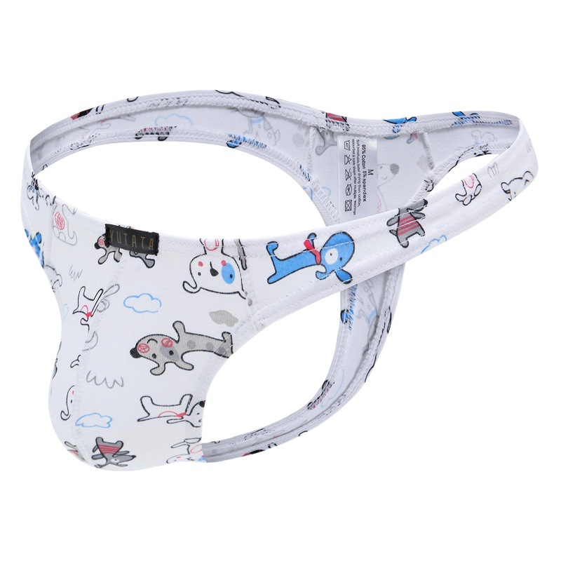New Recommended Foreign Trade Large Size Cartoon Cotton Men's Low Waist Sexy Thong T Pants Men's Sexy Briefs B173