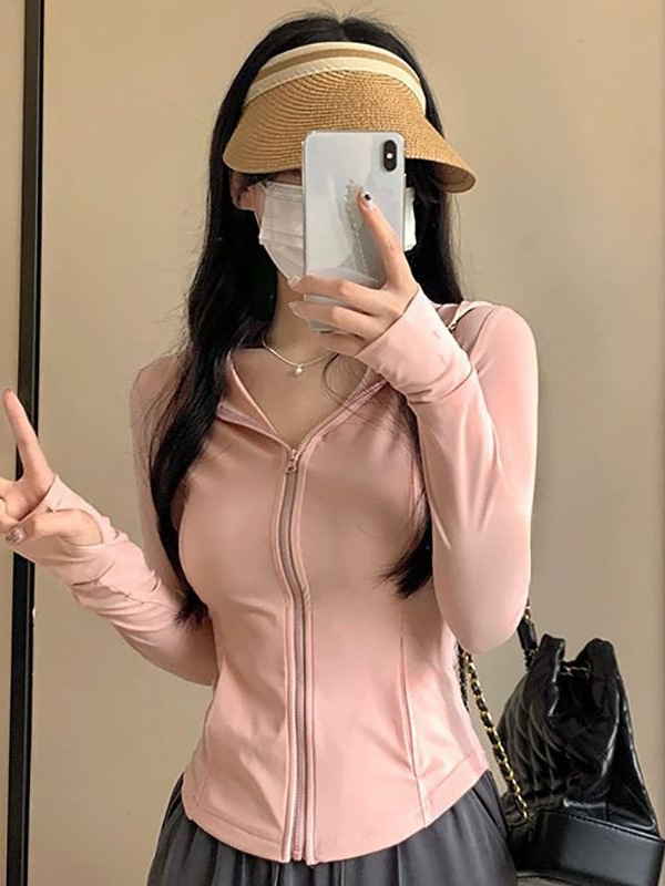 Picture of Slim-Fitting Ice-Sense Sun Protection Clothing Summer Outdoor Sun Protection Hooded Small Waist Tight Sun Protection Clothing Thin Quick-Drying Jacket