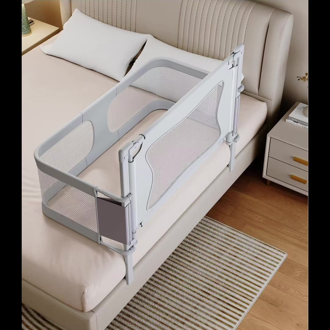 Small apartment anti-pressure crib bed middle bed fence guardrail newborn baby guardrail one-click folding and movable