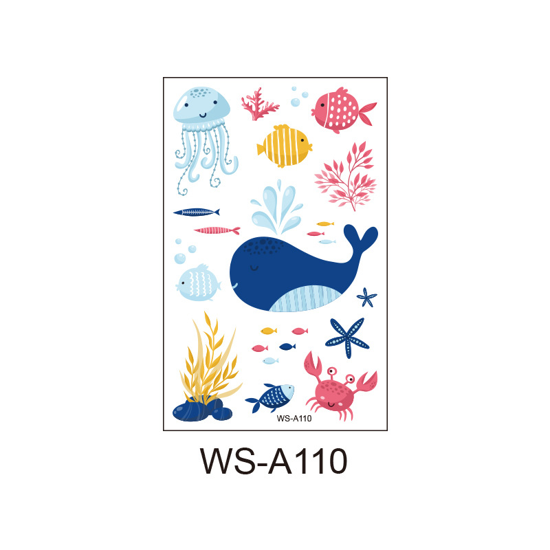 Picture of Spot Wholesale Children's Cartoon Original Tattoo Stickers Marine Animal Summer Tattoo Stickers Dolphin Shark Little Whale