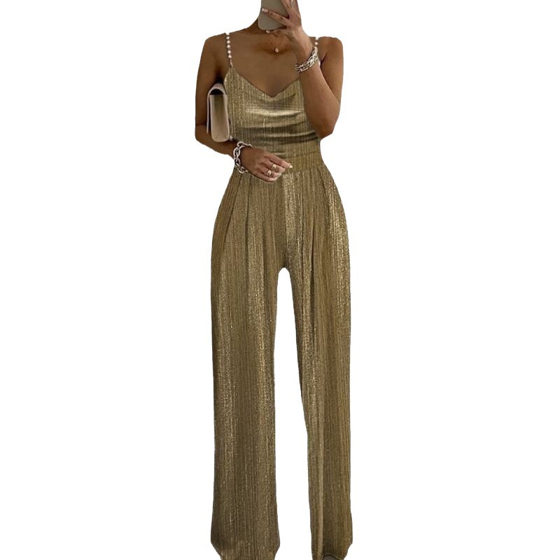 Picture of cross-border e-commerce factory supply fashion metal beaded sling collar jumpsuit