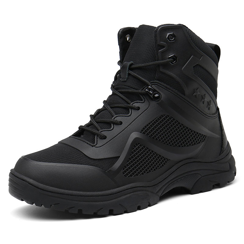 Autumn and Winter Non-Slip Large-Size Foreign Trade Military Boots with Steel Claws, Outdoor Boots, High-Top Mountaineering Boots for Men, Snow Non-Slip Military Boots