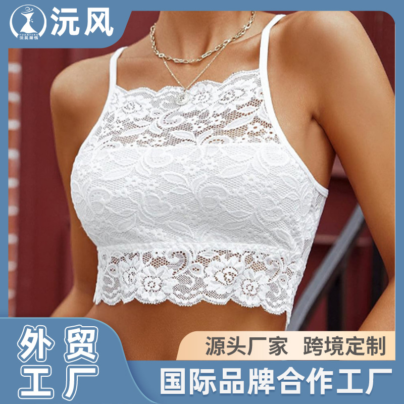 Amazon wholesale Europe and the United States sexy lace small suspenders cross-border explosions net red beautiful back shoulder strap wrapped chest lace tube chest