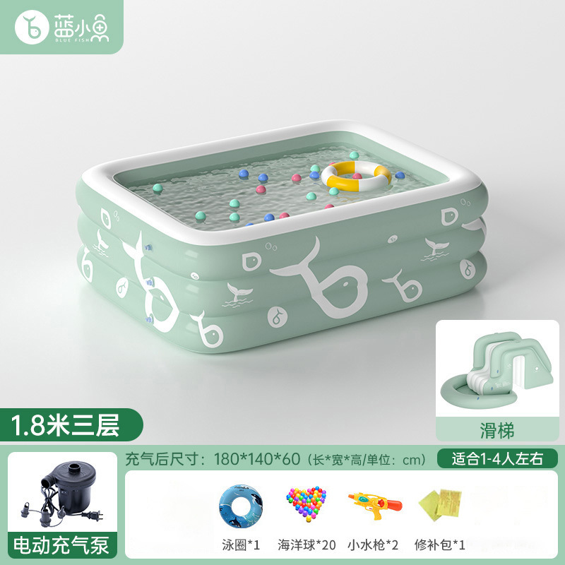 Picture of Household adult children outdoor inflatable swimming pool thickened children swimming pool baby play pool with slide sunshade
