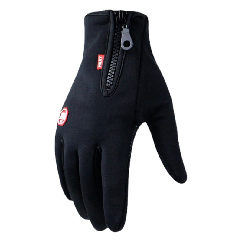 Ski Gloves Zipper Fleece Touch Screen Gloves Autumn and Winter Warm Fleece-lined Cold-proof Waterproof Outdoor Riding Style for Men and Women