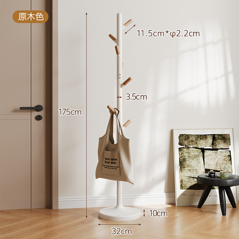 Picture of Gemeiju beech wood coat rack, floor-standing bedroom home clothes rack, simple vertical clothes rod, indoor bag rack